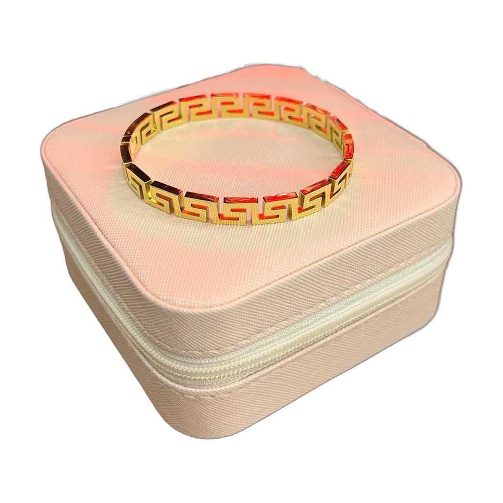 Stainless Steel 18k Golden Maze Greek Bangle