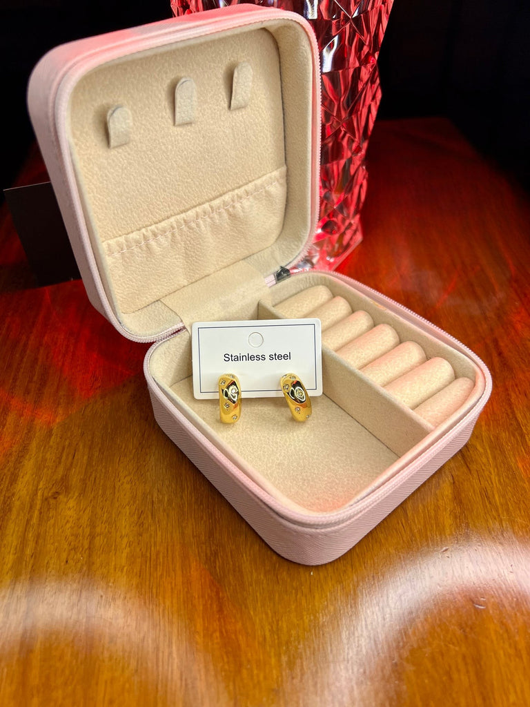 Stainless Steel 18k Golden Nugget Stone Earrings