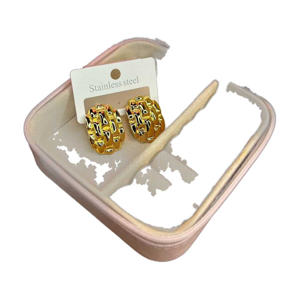 Stainless Steel 18k Golden Weave Earrings