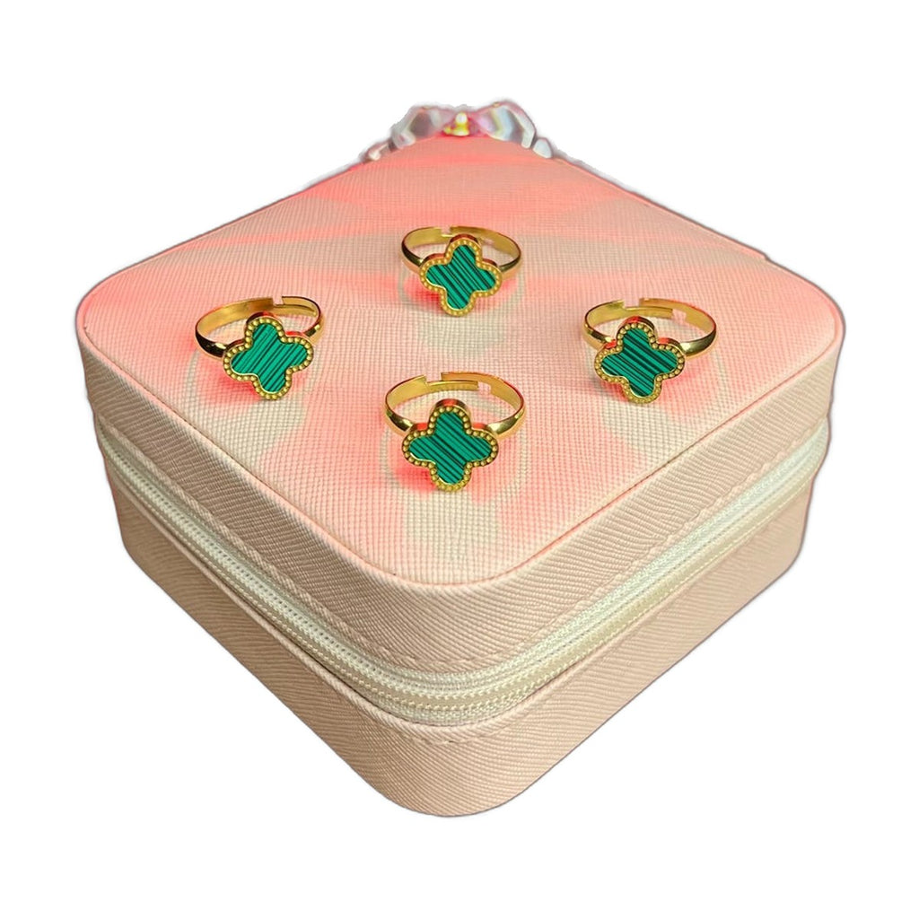 Stainless Steel 18k Green Laminar Ring