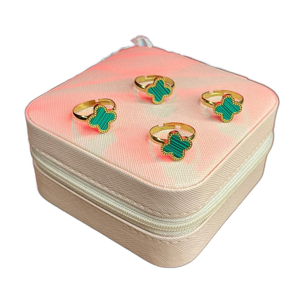Stainless Steel 18k Green Laminar Ring