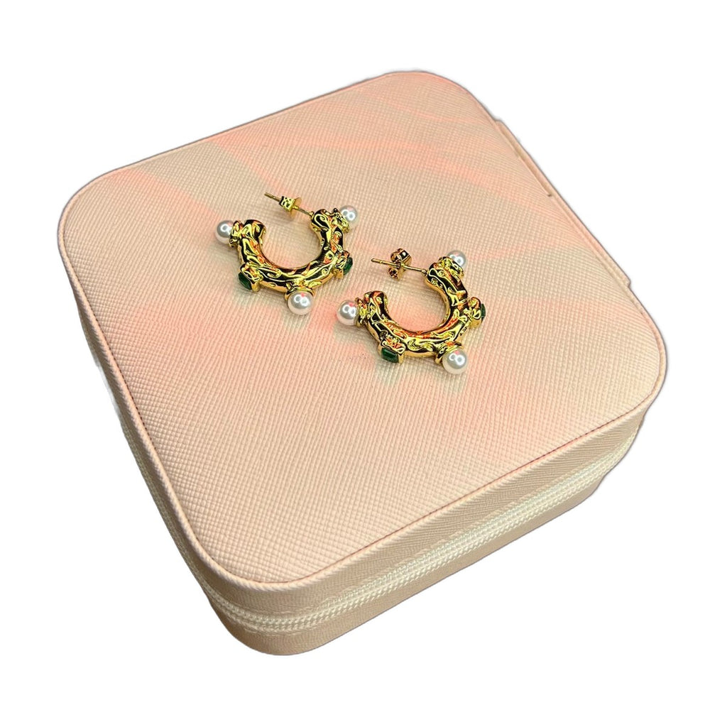 Stainless Steel 18k Green Stone Luxury Earrings