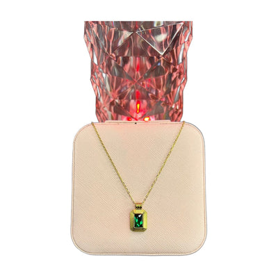 Stainless Steel 18k Green Stone Luxury Necklace