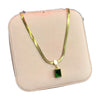 Stainless Steel 18k Green Stone Snake Chain Necklace