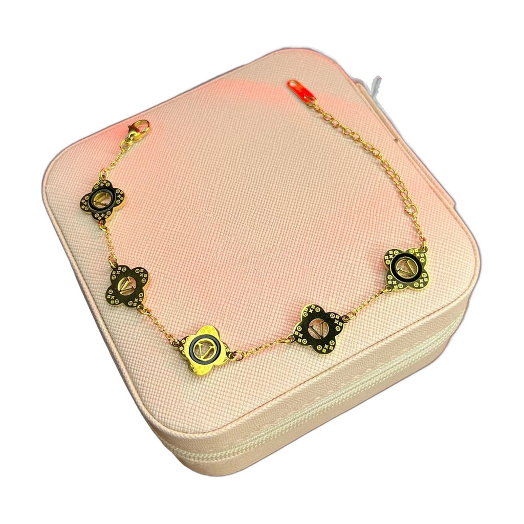Stainless Steel 18k Halo V Gold Bracelet
