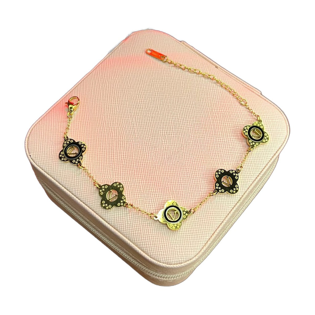 Stainless Steel 18k Halo V Gold Bracelet