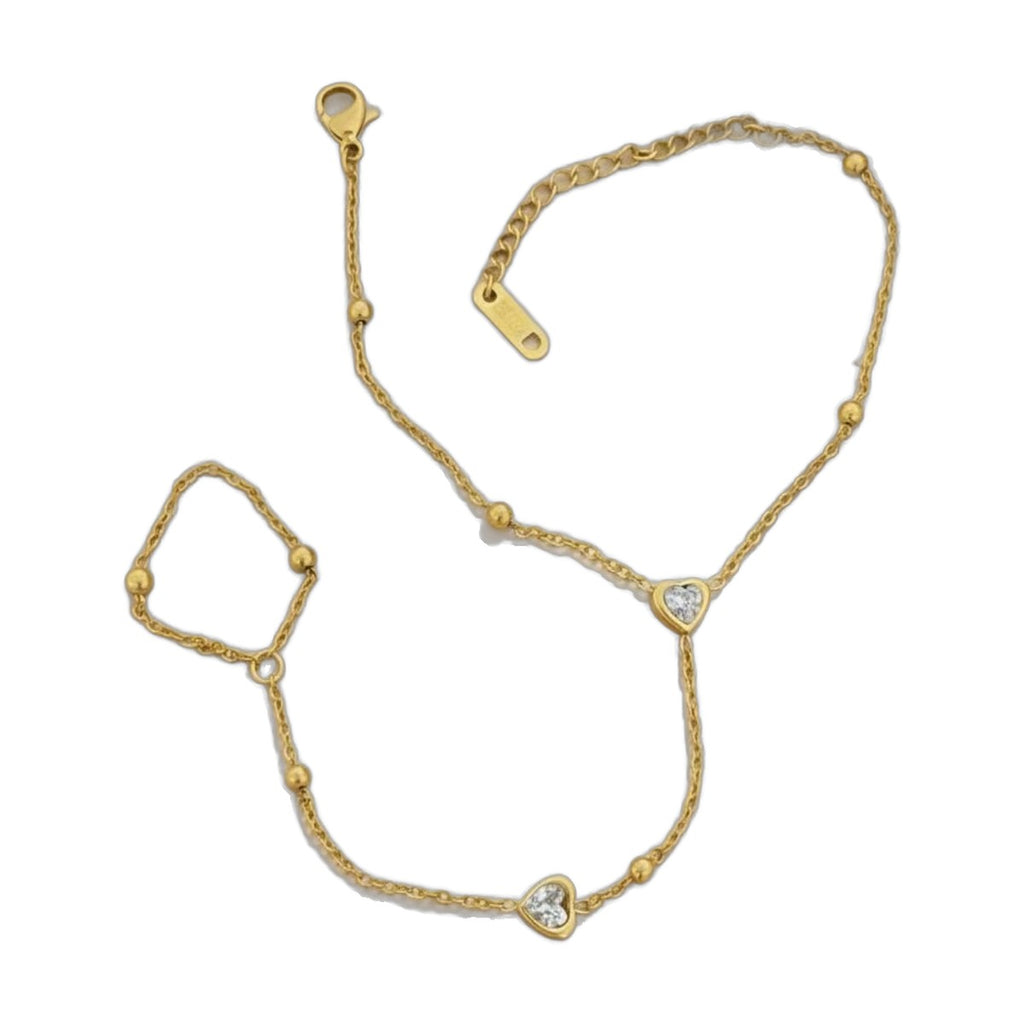 Stainless Steel 18k Heart Stone Handchain