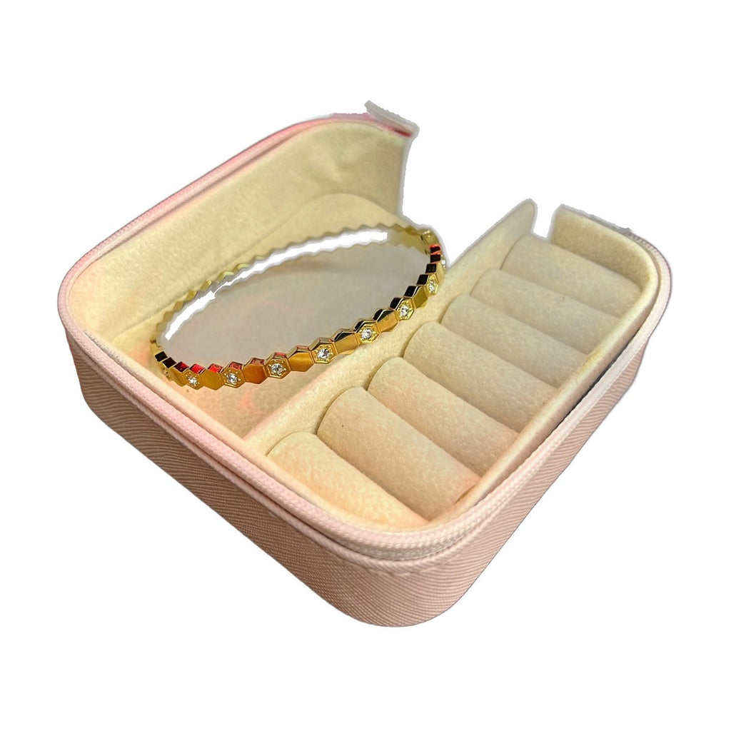 Stainless Steel 18k Hexa Lux Stone Cuff