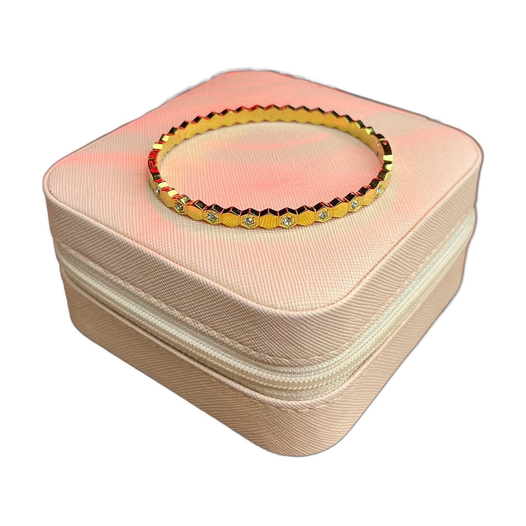 Stainless Steel 18k Hexa Lux Stone Cuff