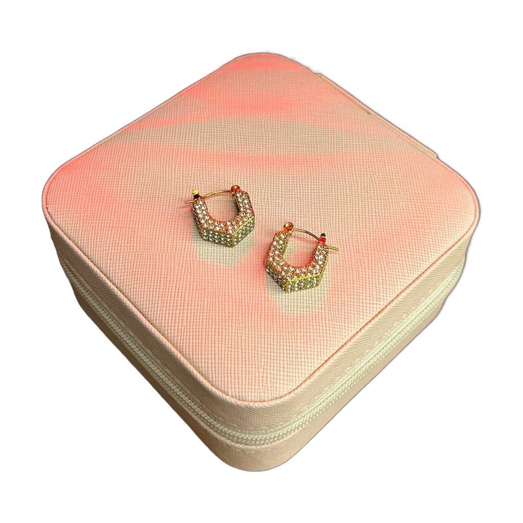 Stainless Steel 18k Hexa Zircon Hoops
