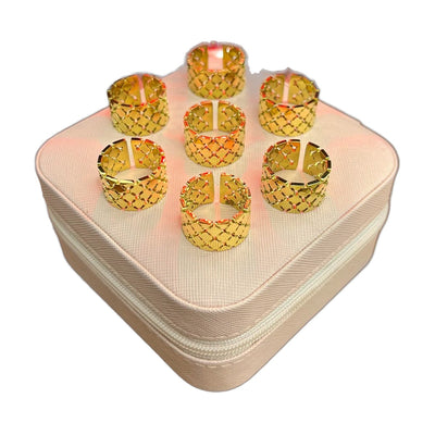 Stainless Steel 18k Honey Comb Luxury Ring