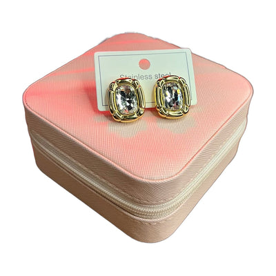 Stainless Steel 18k Ivory Crystal EarStuds