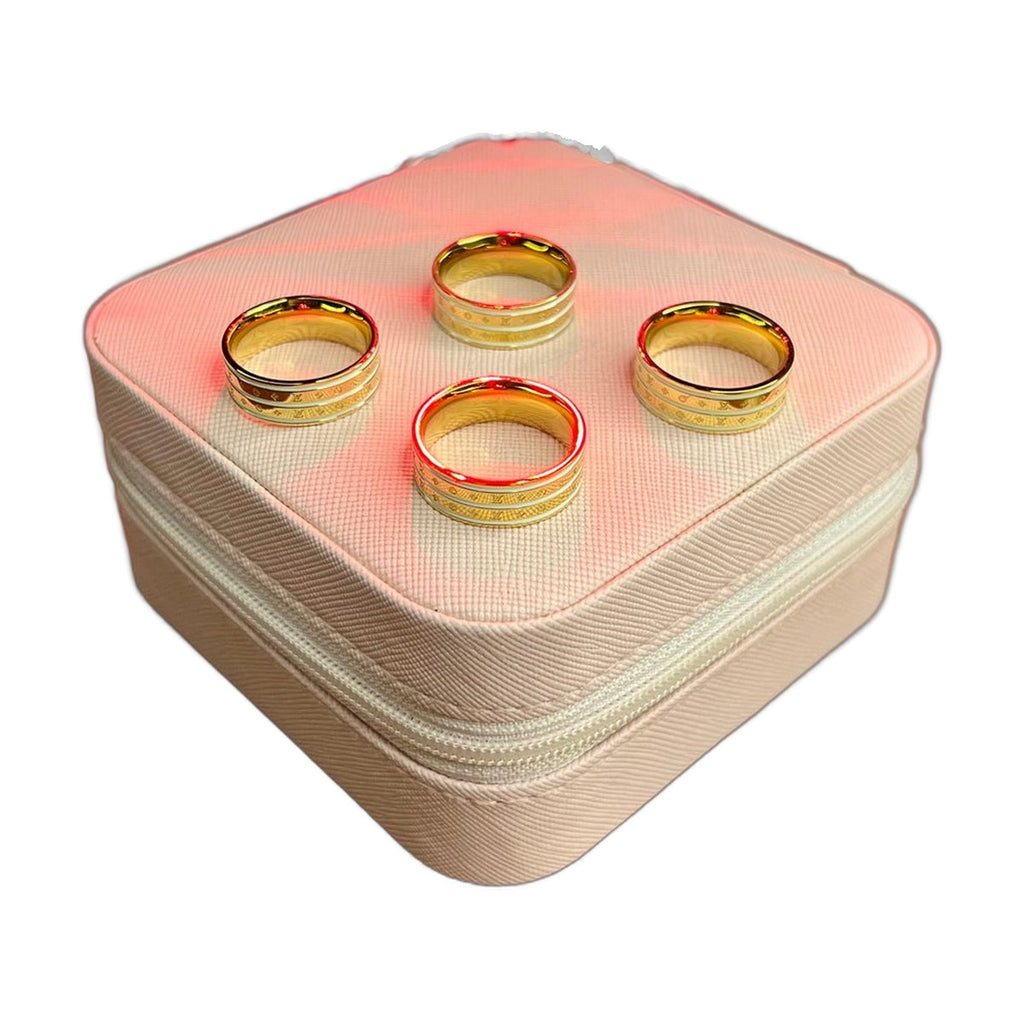 Stainless Steel 18k Linear Orbit White n Gold Ring