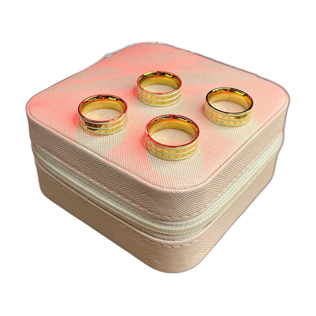 Stainless Steel 18k Linear Orbit White n Gold Ring