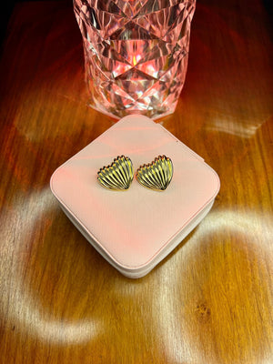 Stainless Steel 18k Lining Heart EarStuds