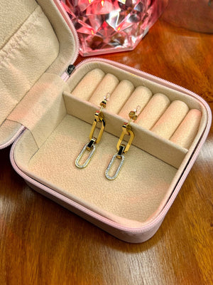 Stainless Steel 18k Link Drop Earrings