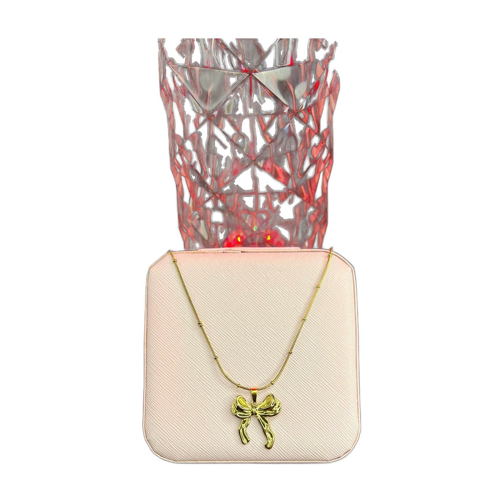 Stainless Steel 18k Luxury Bow Gold Necklace