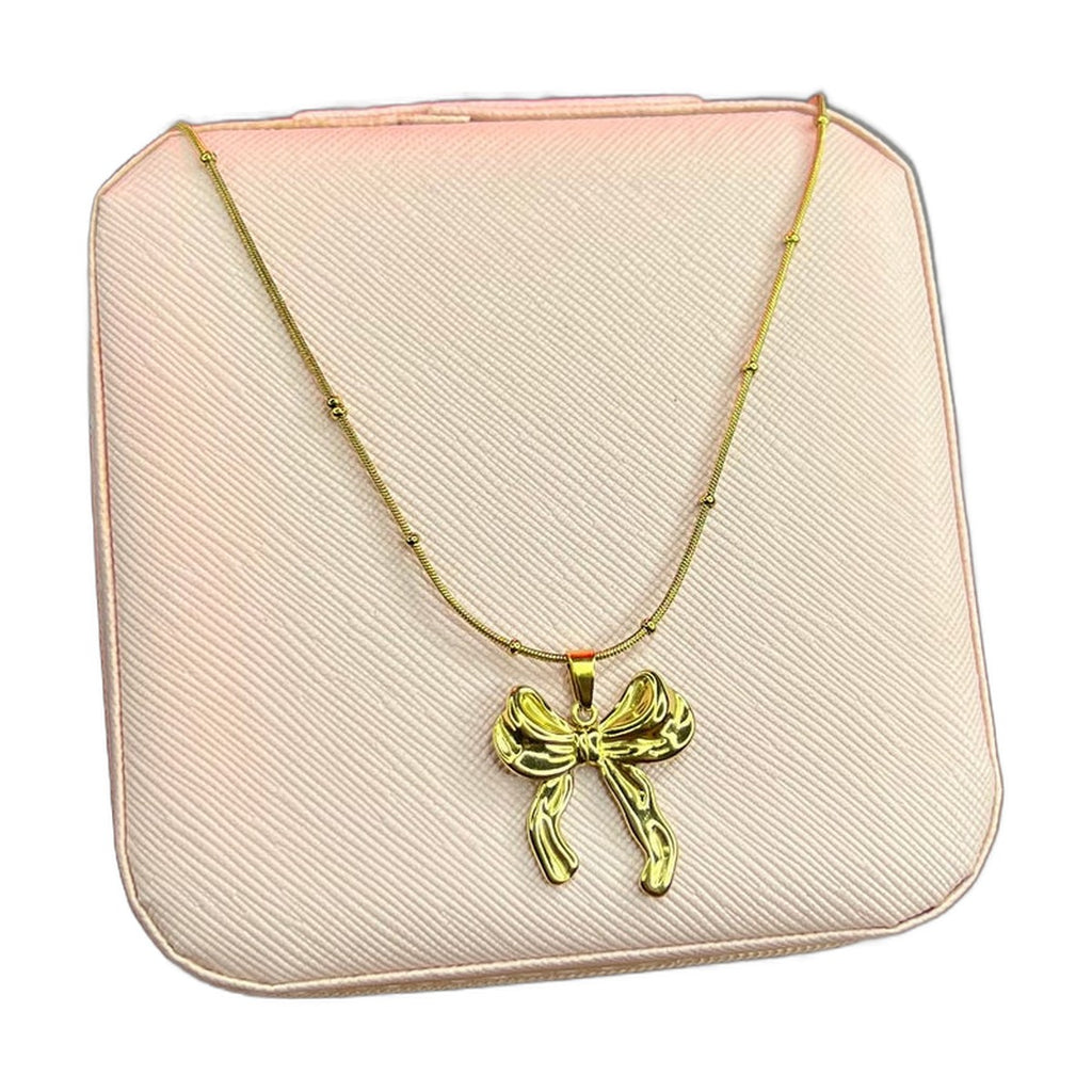 Stainless Steel 18k Luxury Bow Gold Necklace