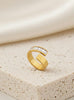 Stainless Steel 18k Luxury Curve Stone Ring