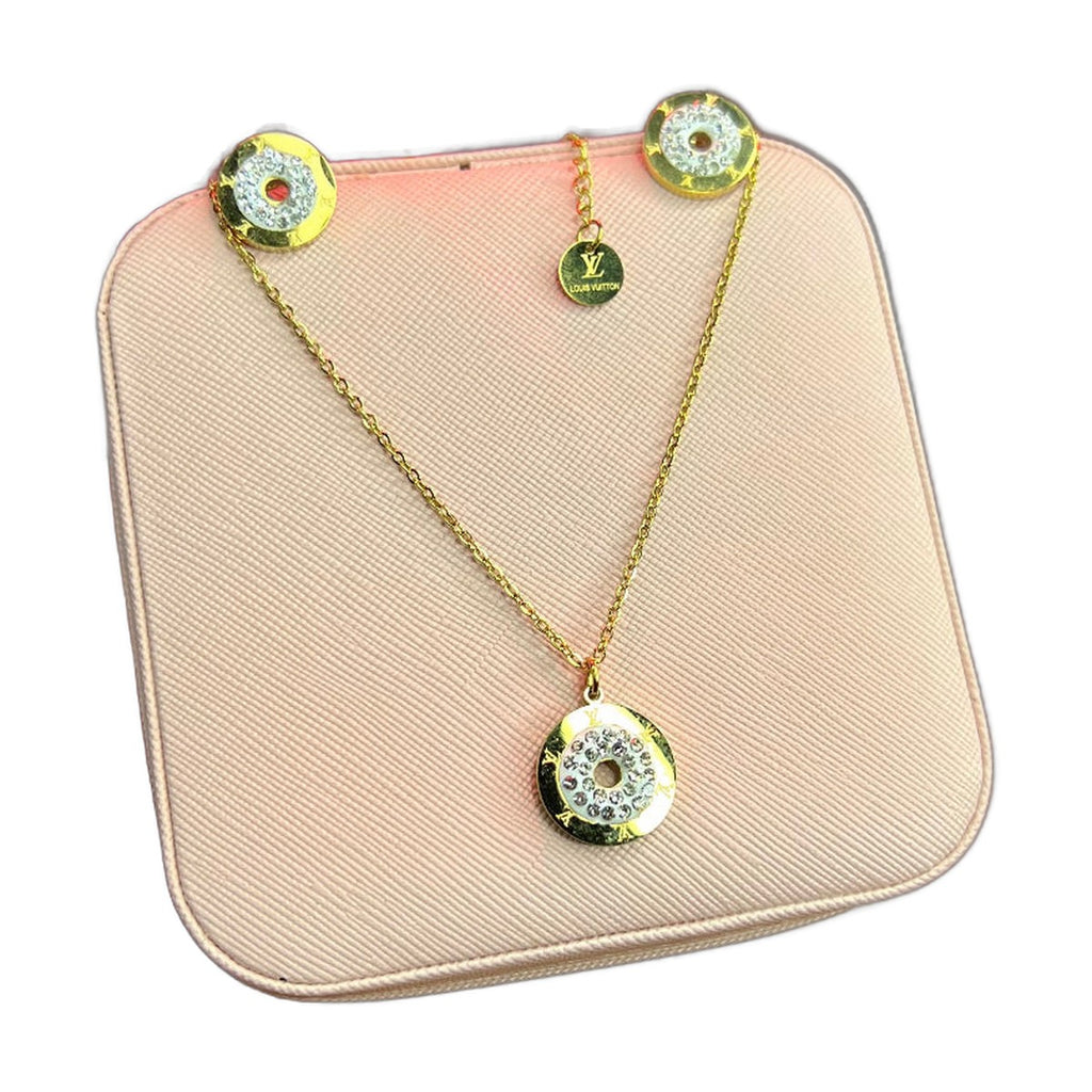 Stainless Steel 18k Necklace Earring Set