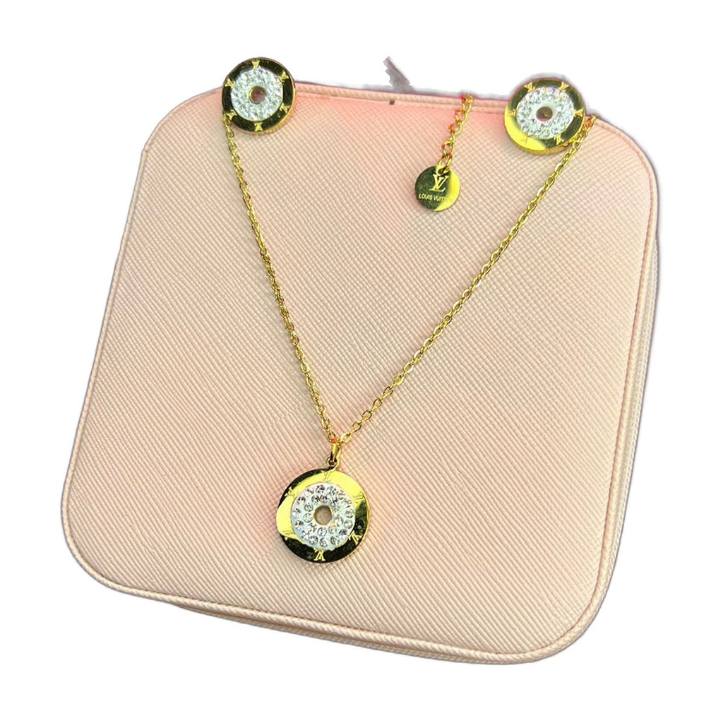 Stainless Steel 18k Necklace Earring Set