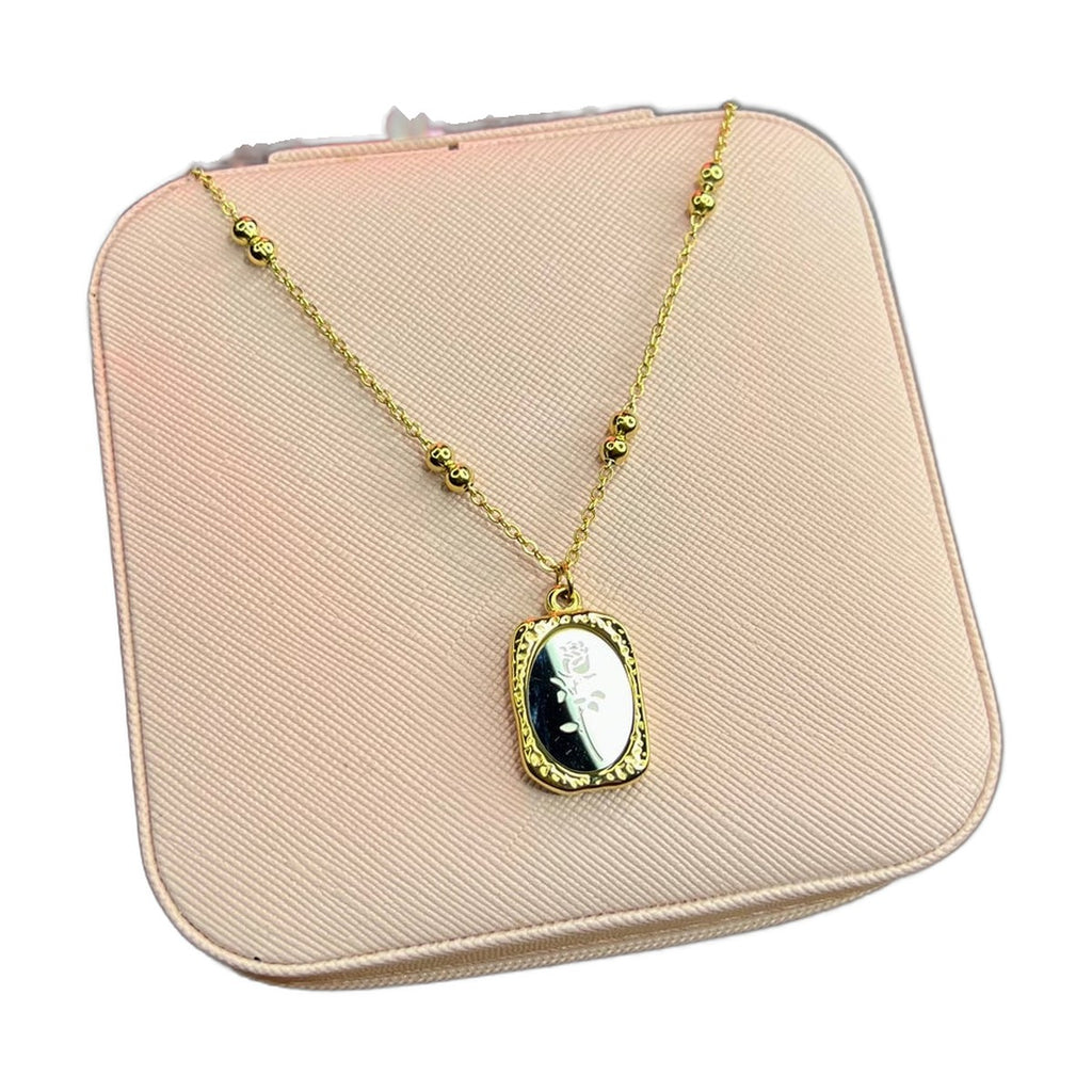 Stainless Steel 18k Mirror Gold Rose Necklace