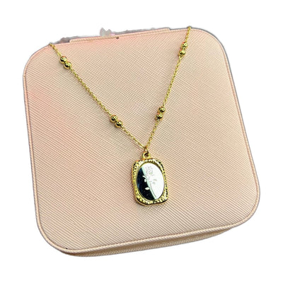 Stainless Steel 18k Mirror Gold Rose Necklace
