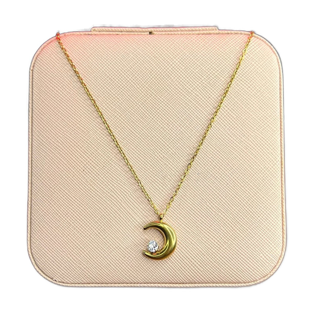 Stainless Steel 18k Moon Star Glow Necklace