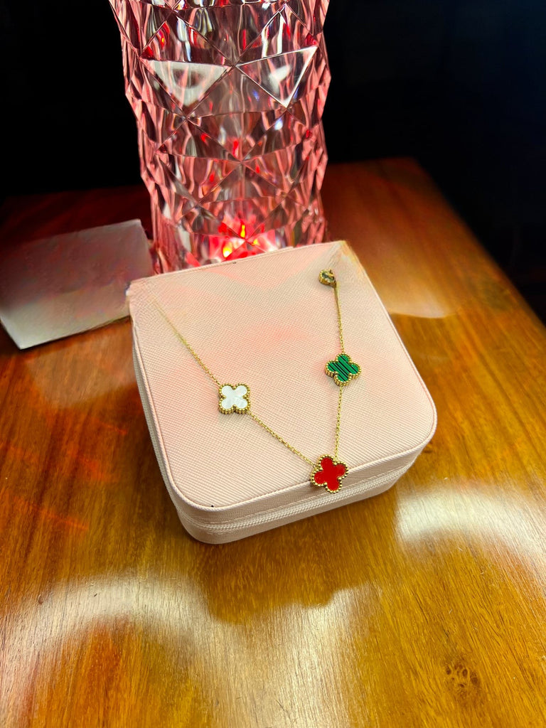 Stainless Steel 18k Multi Colour 5 Motifs Necklace