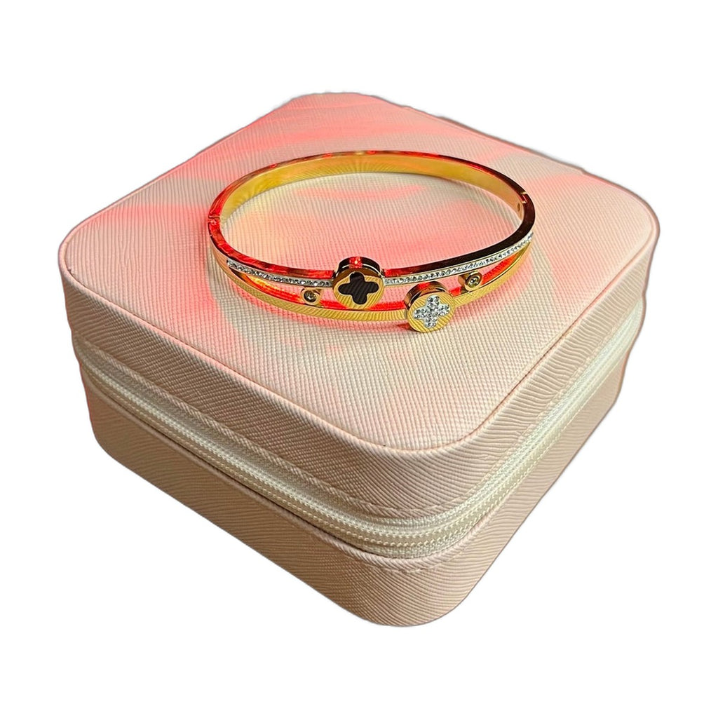 Stainless Steel 18k Noir Clover Lux Bangle