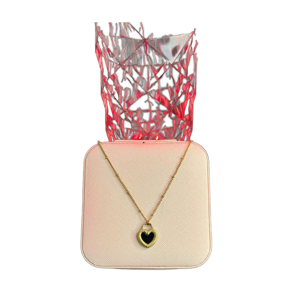 Stainless Steel 18k Nova Heart Necklace (Black)