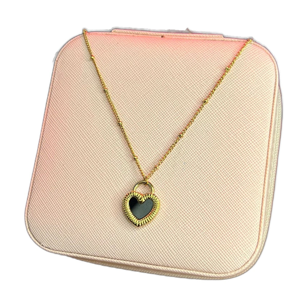 Stainless Steel 18k Nova Heart Necklace (Black)