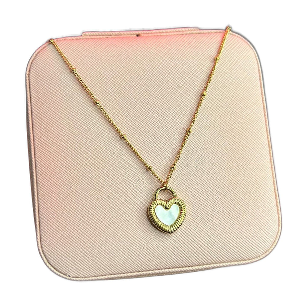 Stainless Steel 18k Nova Heart Necklace (White)