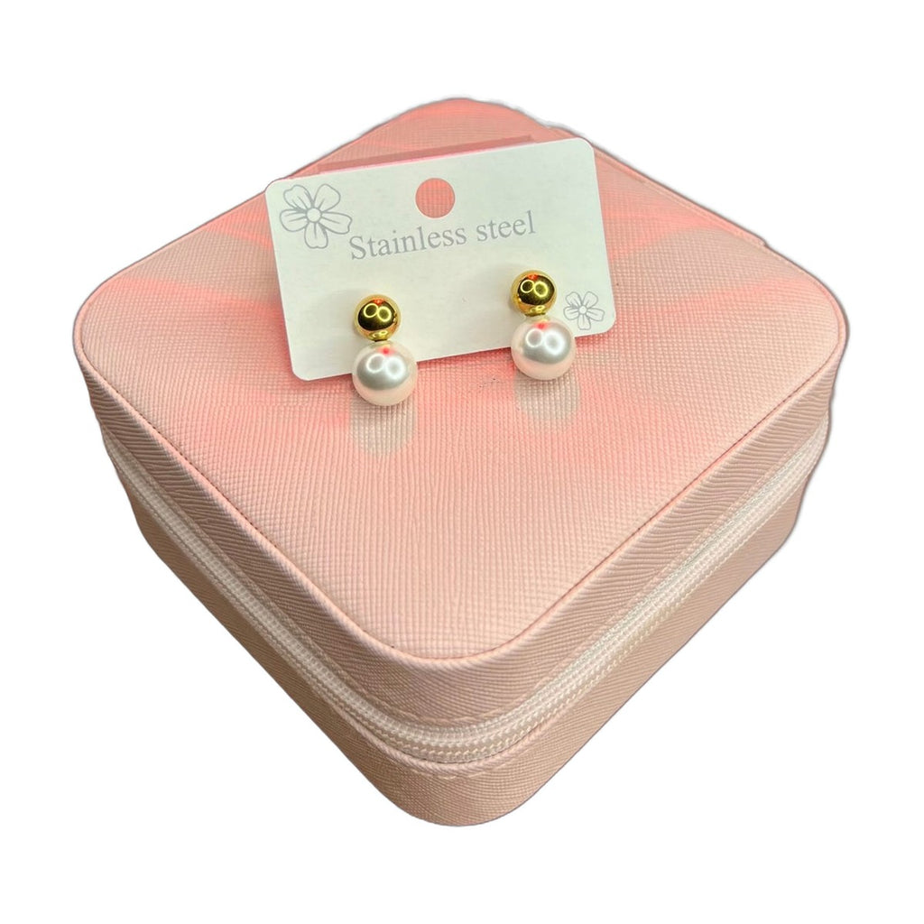 Stainless Steel 18k Pearl Drop Gold Earrings