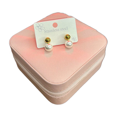 Stainless Steel 18k Pearl Drop Gold Earrings