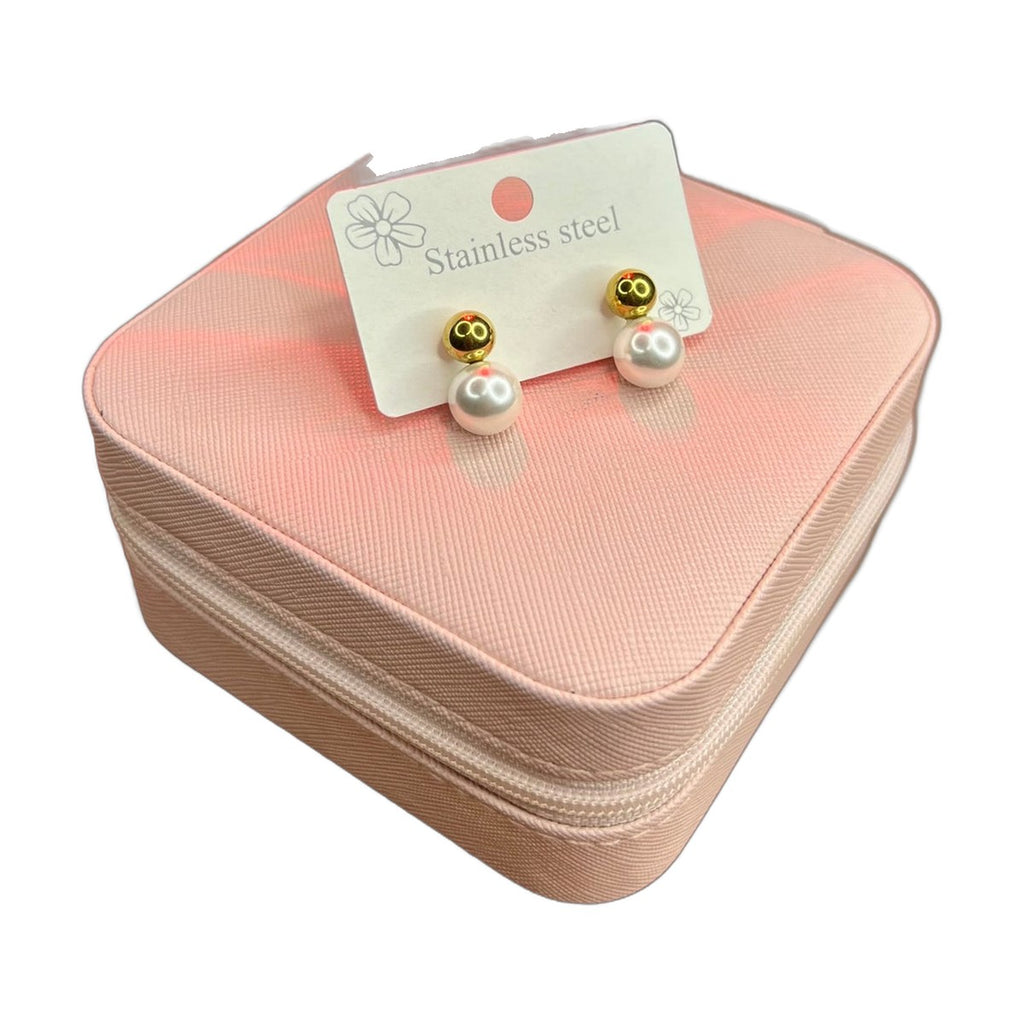 Stainless Steel 18k Pearl Drop Gold Earrings