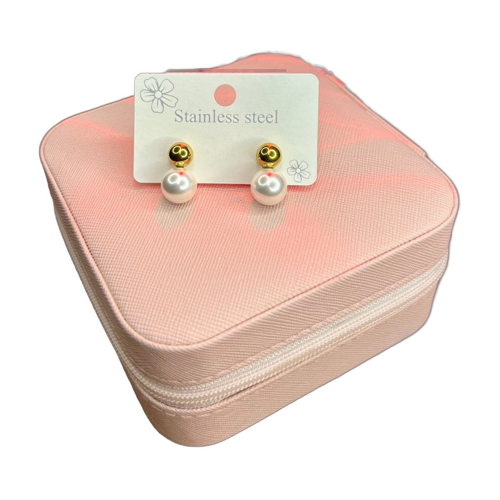 Stainless Steel 18k Pearl Drop Gold Earrings