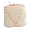 Stainless Steel 18k Pink Stone Diamond Cut Necklace