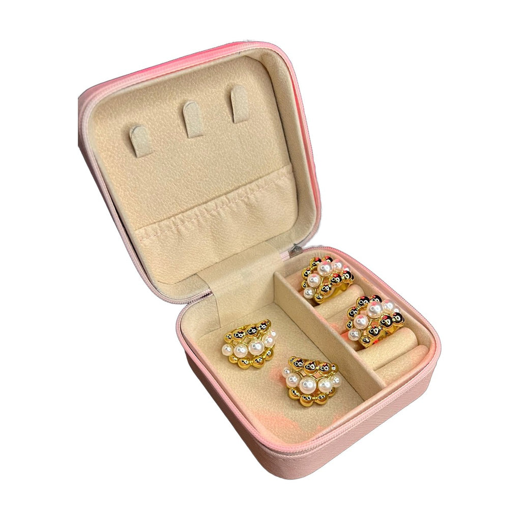 Stainless Steel 18k Queen Pearl Gold Ring