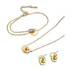Stainless Steel 18k Roman Numerals Stone Studded 3pc Set