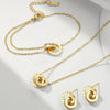 Stainless Steel 18k Roman Numerals Stone Studded 3pc Set