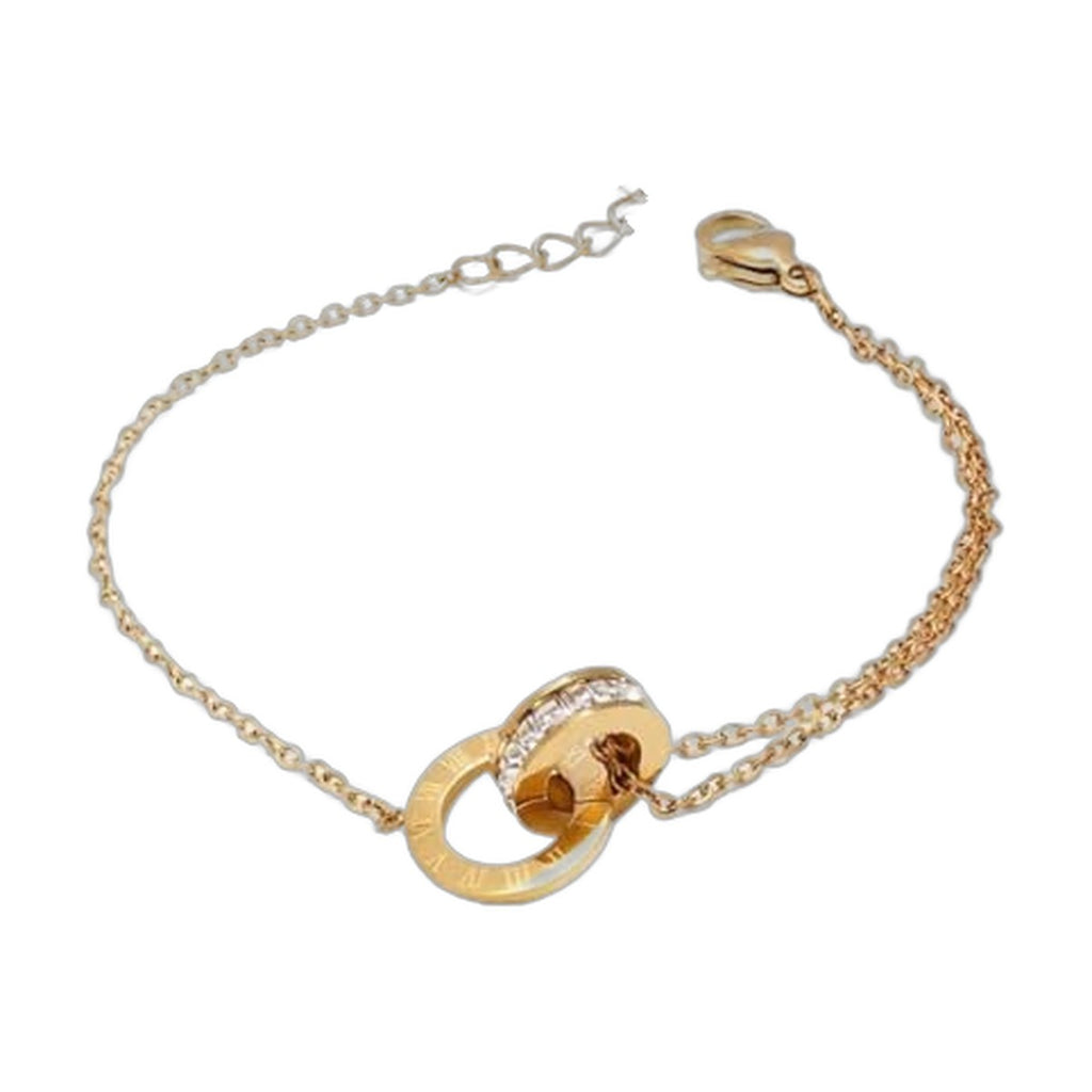 Stainless Steel 18k Roman Numerals Stone Studded 3pc Set