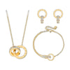 Stainless Steel 18k Roman Numerals Stone Studded 3pc Set