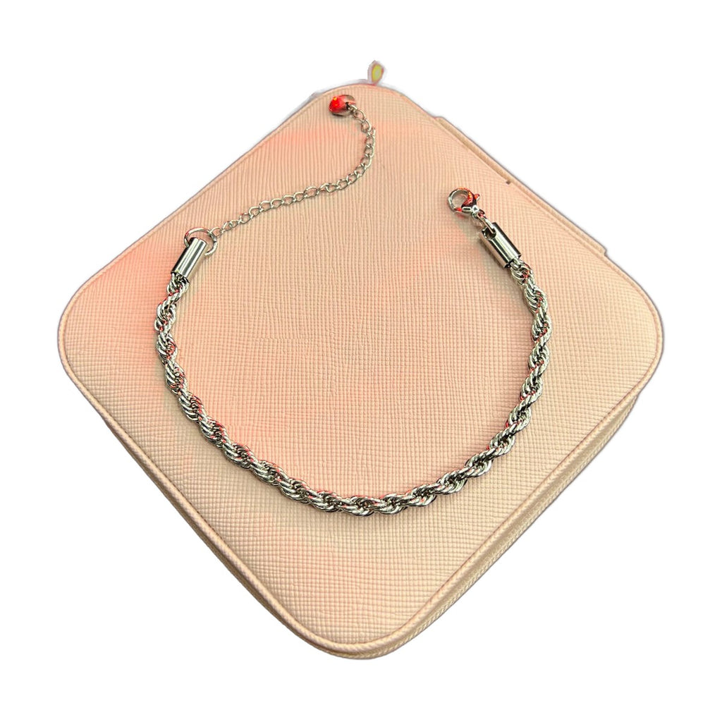 Stainless Steel 18k Rope Chain Bracelet (Silver)