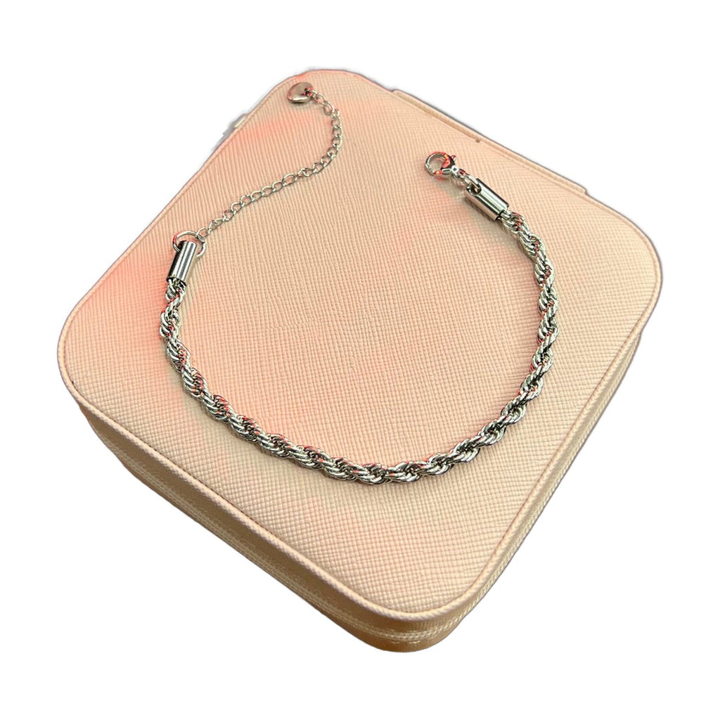 Stainless Steel 18k Rope Chain Bracelet (Silver)