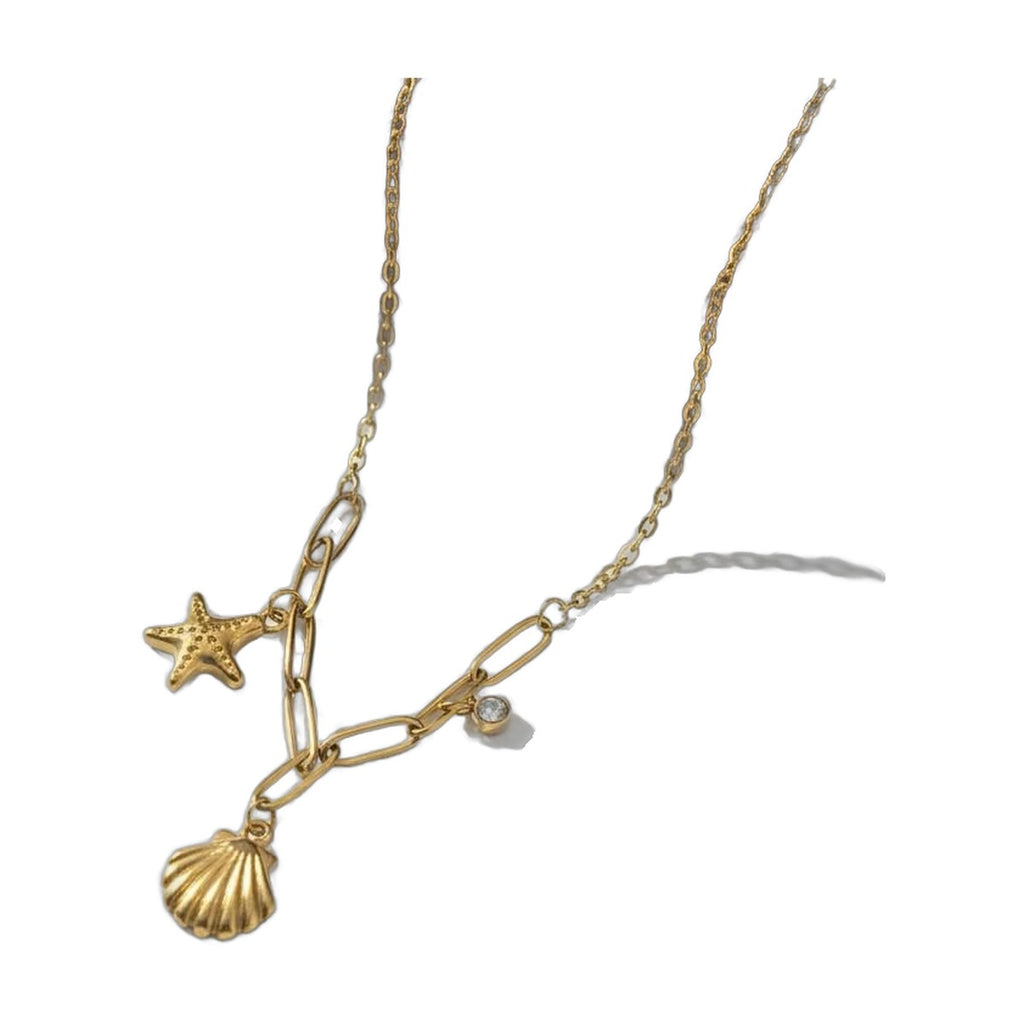 Stainless Steel 18k Sea Charm Gold Necklace