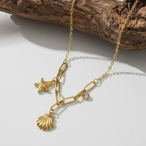 Stainless Steel 18k Sea Charm Gold Necklace