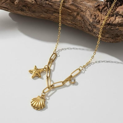 Stainless Steel 18k Sea Charm Gold Necklace