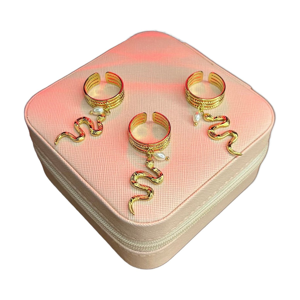 Stainless Steel 18k Serpent Charm Gold Ring