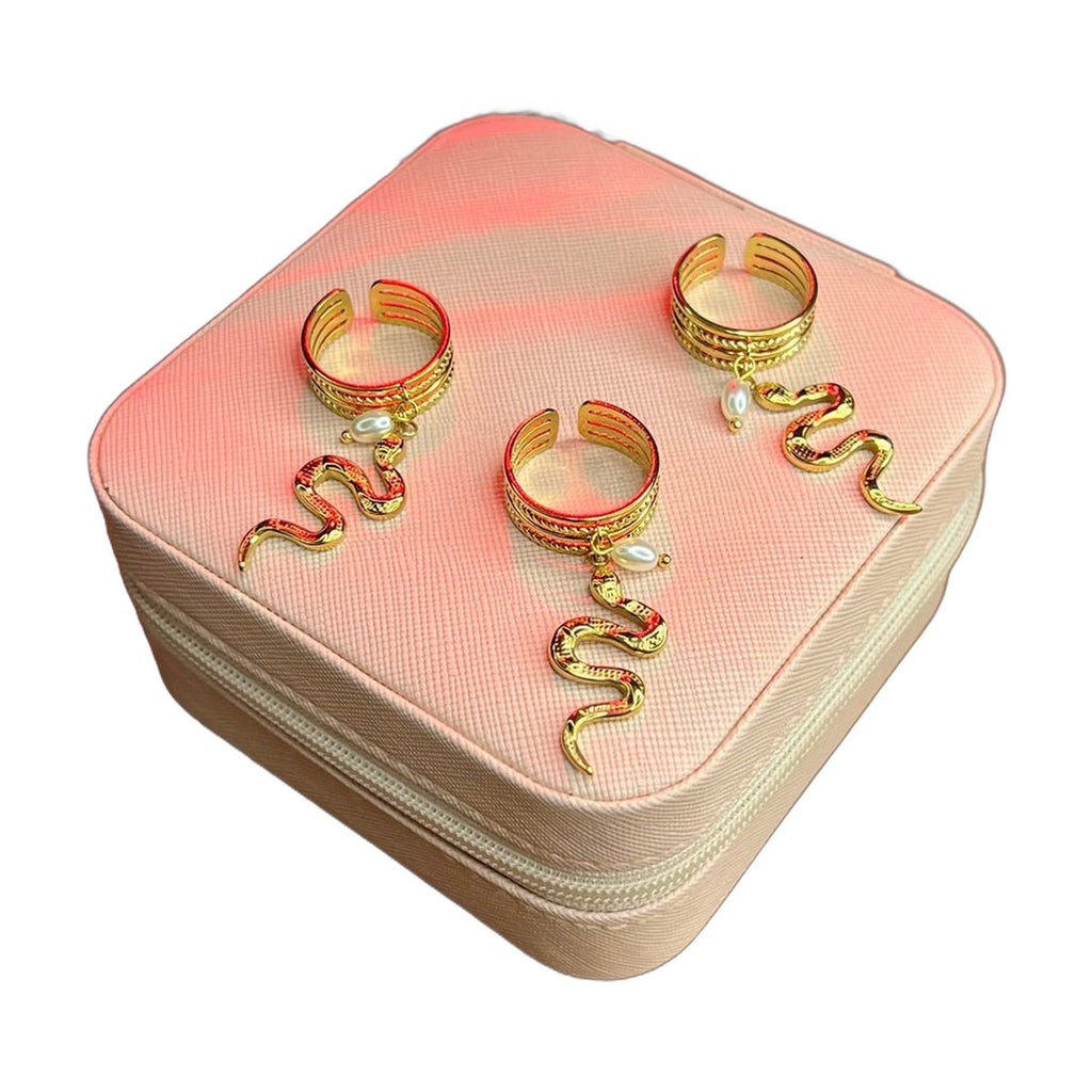 Stainless Steel 18k Serpent Charm Gold Ring
